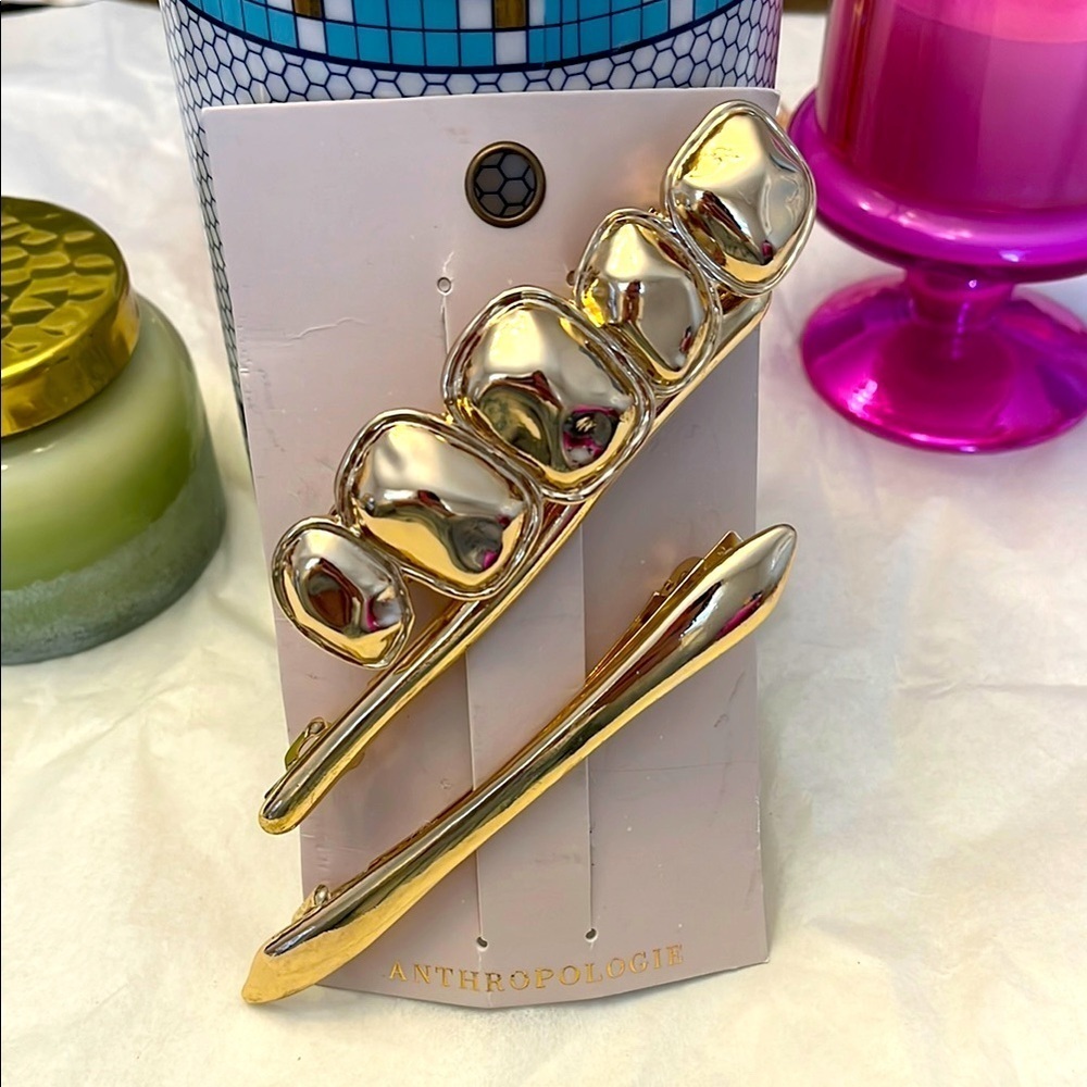 Anthropologie Gold Hair Clip Set
